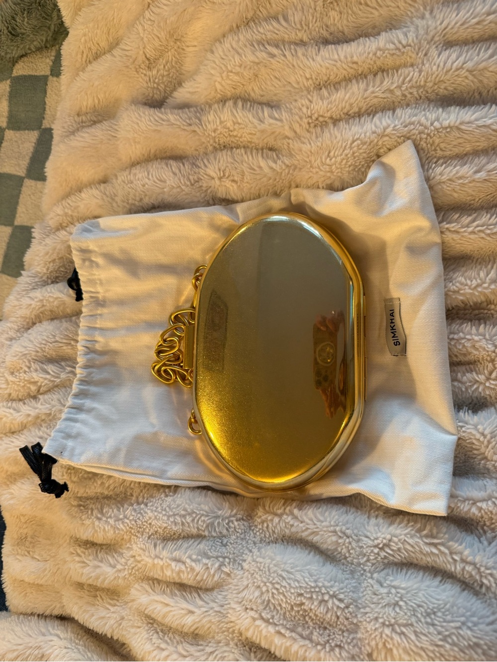 Simkhai Sol Clutch Handbag In Gold with original dust bag - Picture 6 of 7